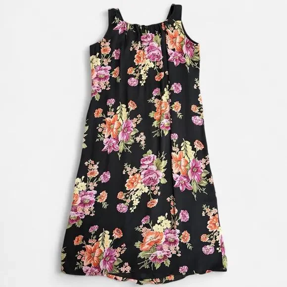 VTG Y2K Jones New York Sport Black & Multicolor Floral Silk Keyhole Maxi Dress - Picture 6 of 8